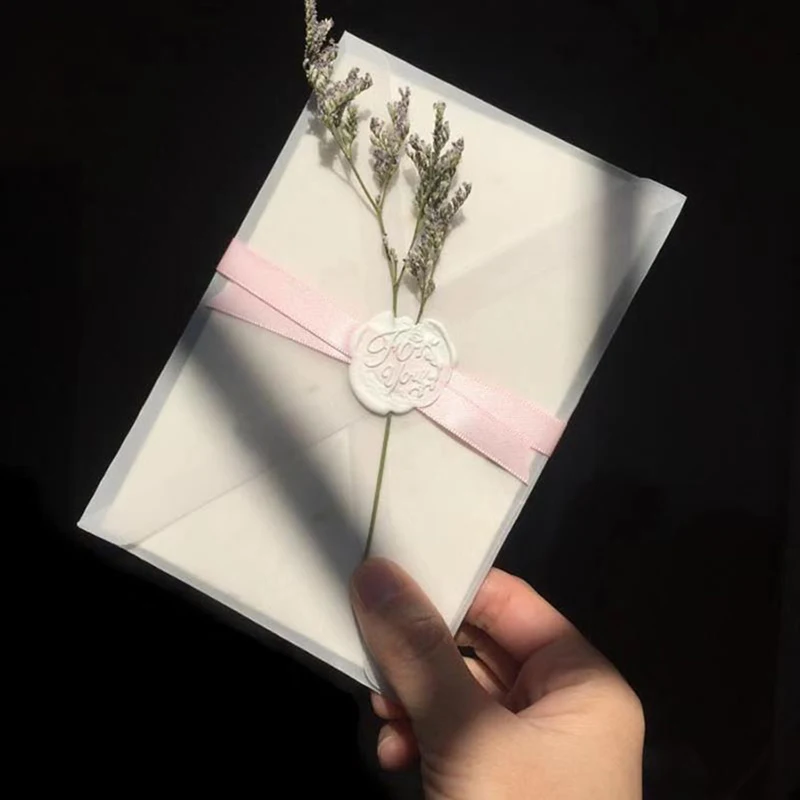 Customized semi transparent sulfuric acid paper envelope for DIY postcard/card storage, wedding invitations, gift packaging