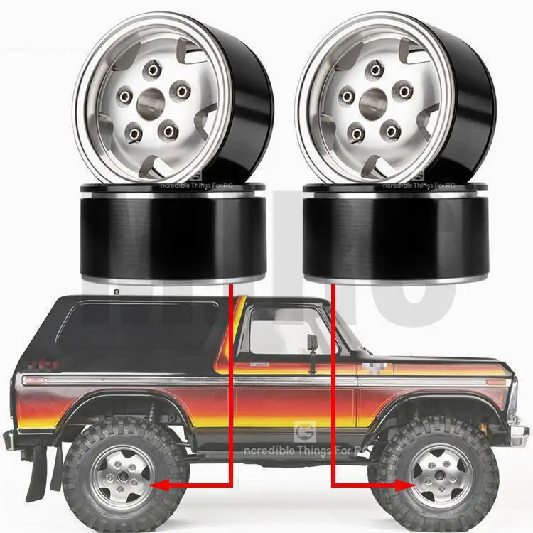 

For 1/10 Rc Crawler Car For TRX4 Defender Bronco Rc4wd D90 D110 Axial Scx10 90046 Jimny trx-6 2.2 inch Metal Wheel Hub Rim Beadl