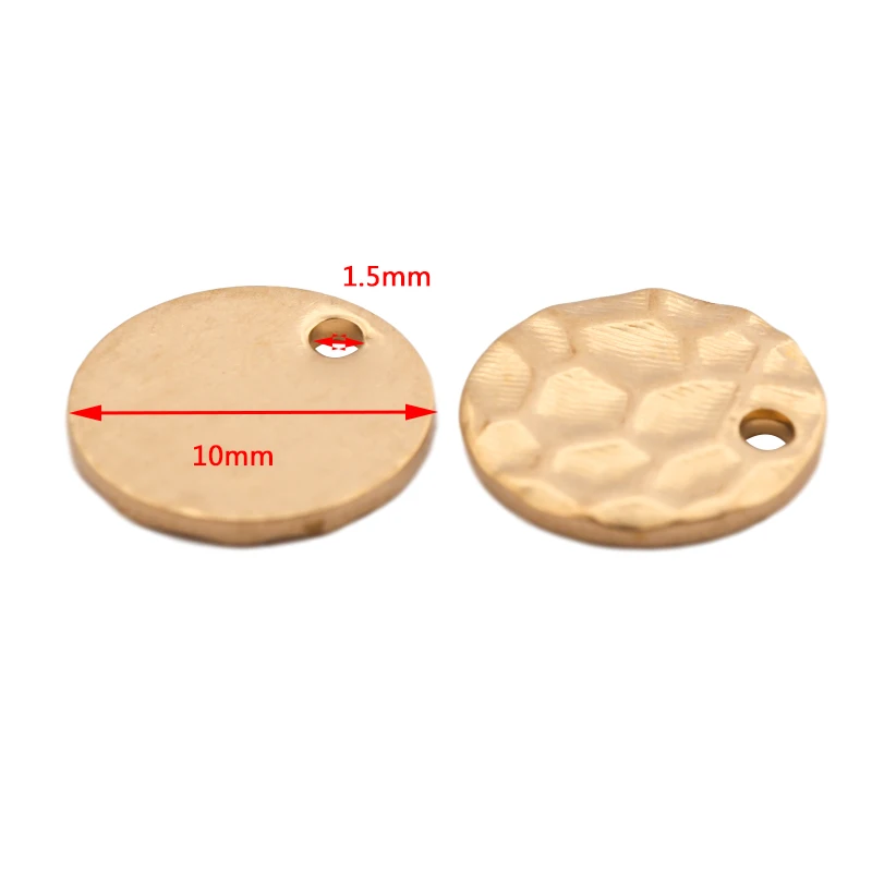 50pcs Raw Brass Round Hammered Charms Round Stamping Disc Pendants Dog Tags For Diy Earrings Findings Jewelry Making Accessories