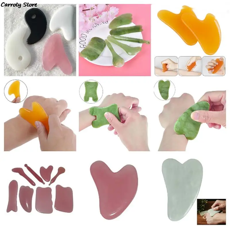 

Beeswax/Quartz/Jade Scraping Massage Scraper Face Massager Acupuncture Gua Sha Board Acupoint Face Eye Care SPA Massage Tool