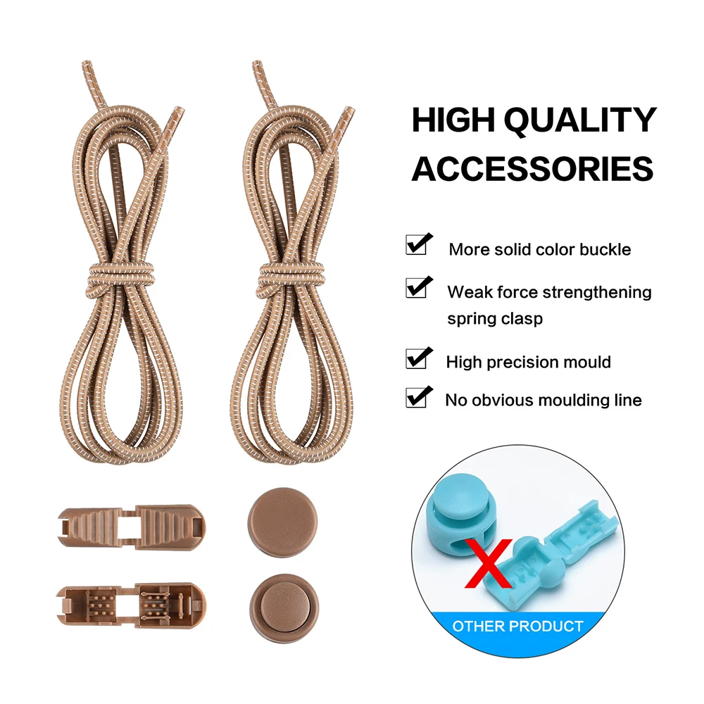 5 Pcs Sneaker Elastic Lazy Shoelaces No Tie Shoe Quick  Laces Colored Round Silicone Rubber Band Shoelace Buckle