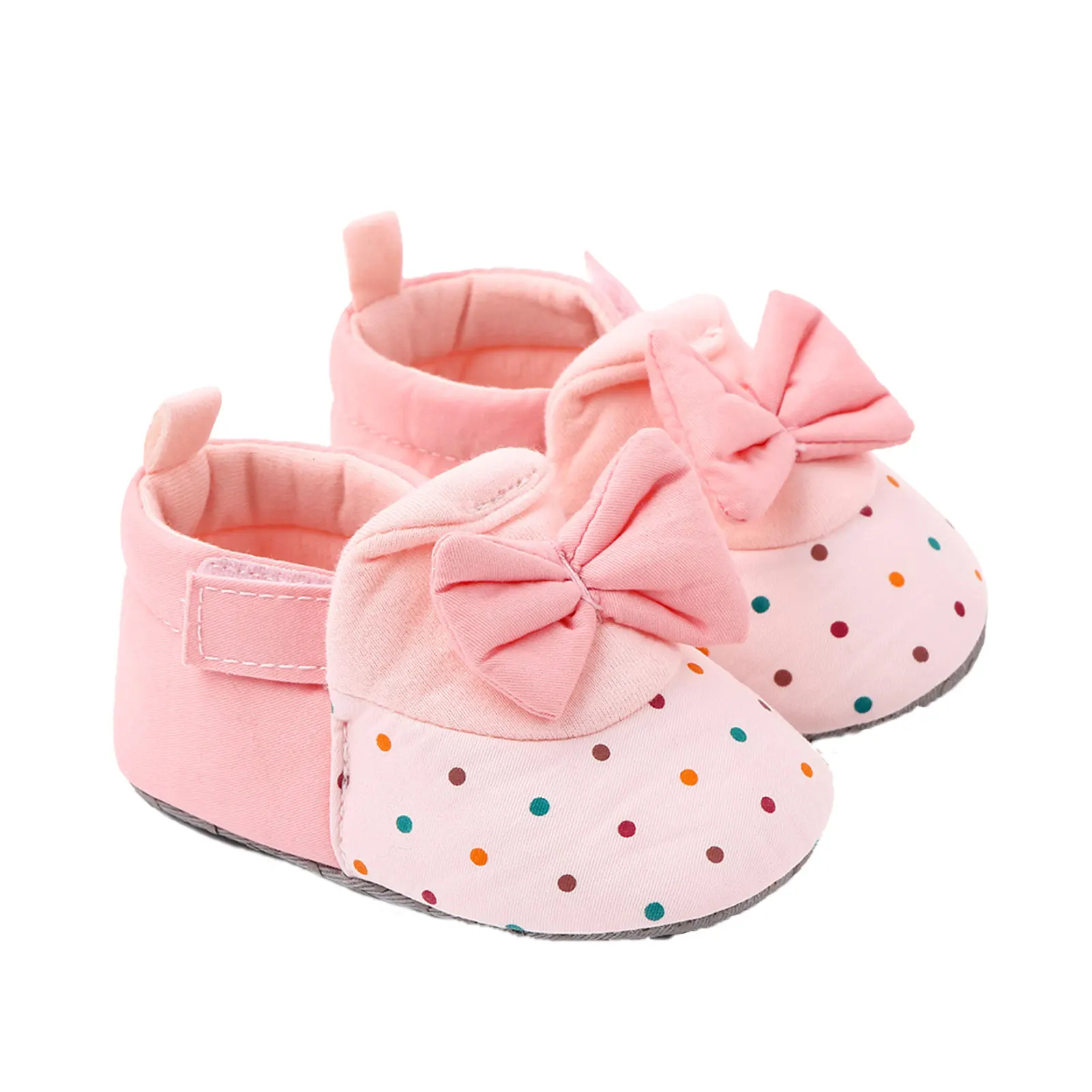 Bé Tập Đi Trẻ Em Cho Bé Gái Đầu Tiên Xe Tập Đi Dễ Thương Chống Trơn Trượt Nơ Vải Cotton Prewalker Đế Mềm Giày Cho Bé Gái