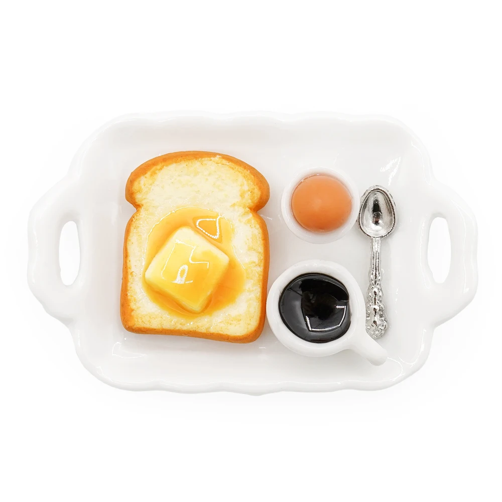 Odoria 1:12 Miniature Breakfast Butter Toast Coffee Plate Simulation Kitchen Set Dollhouse Accessories Doll House Decoration