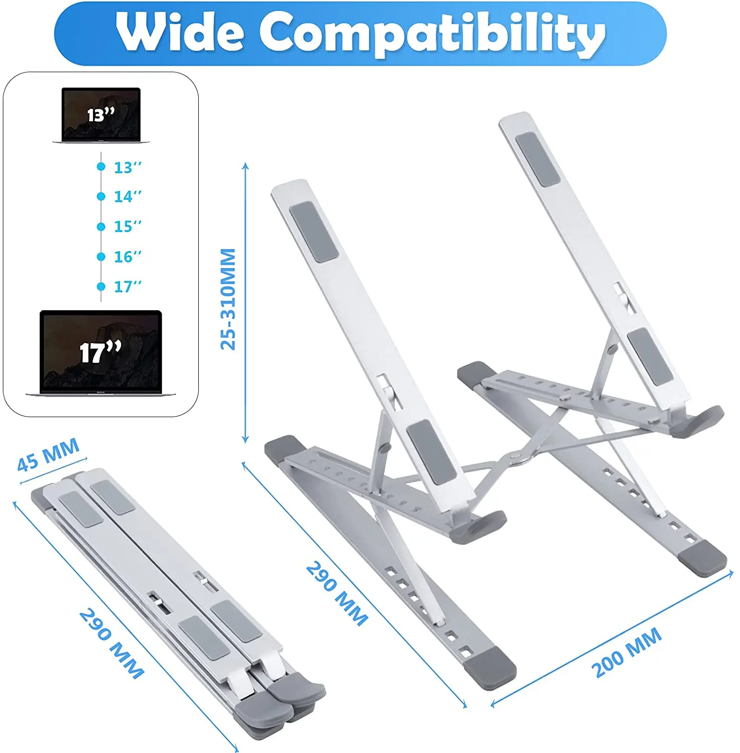 Aluminum Notebook Support Laptop Stand Bracket Base Macbook Pro Holder Computer Accessories Stand For Lap Top Portable Foldable
