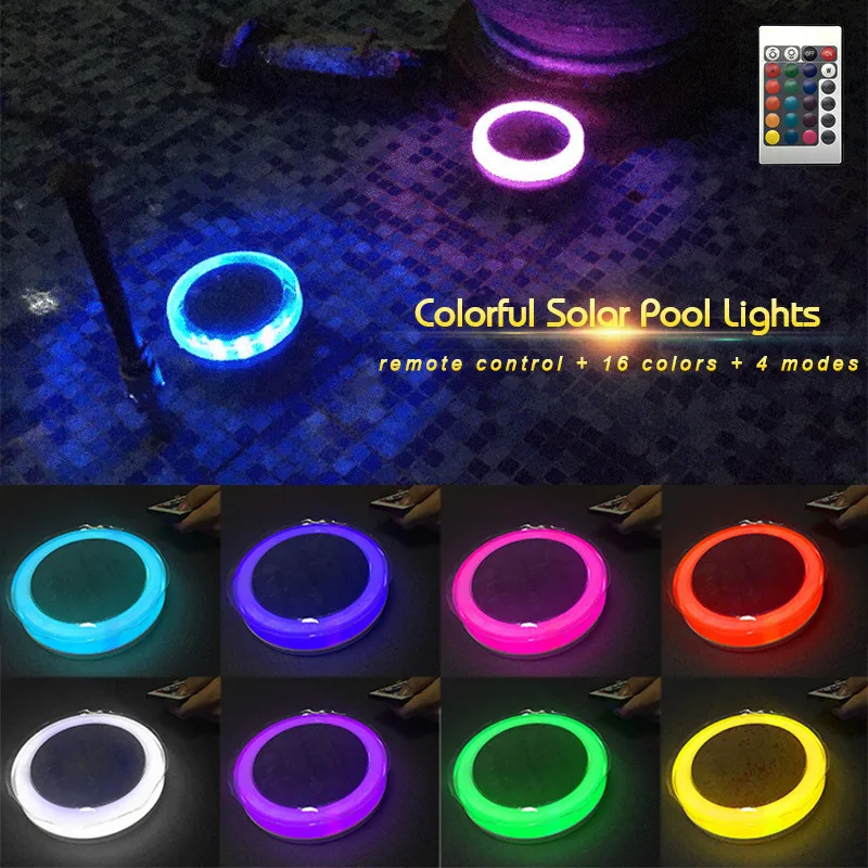 Solar LED Water Float Light Outdoor Waterproof IP68 Smart RGB Lamp Control Sensor Pool Lights For Swimming Pools Garden Lighting