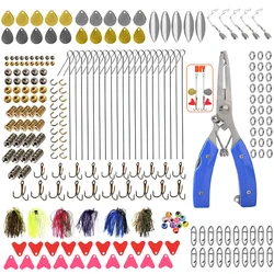 257Pcs Fishing Spoon Lure Kit With Spinner bait Metal Sequins Treble Hook Crimping Pliers Bass Jig Rig Fishing lure Accessories