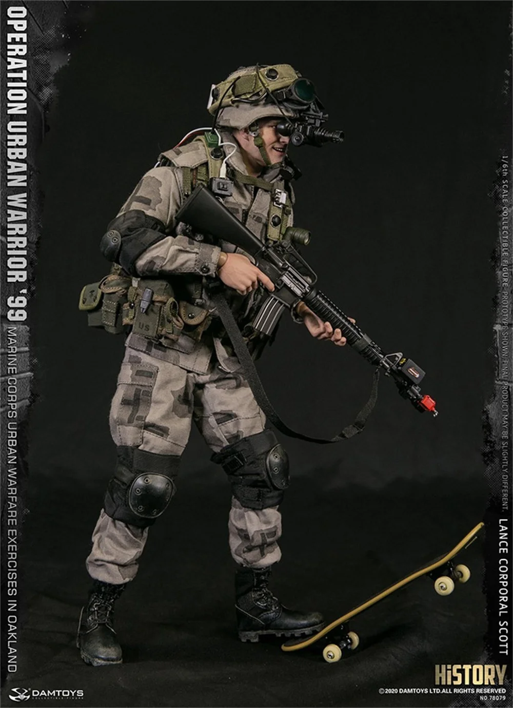 In Stock 1/6th DAM78079 Marine Corps Scott General Play Games Skateboard Model Doll Action Scene Component For Doll Accessories