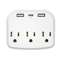 3.4A Outlet Extender 2 USB US Plug Wall Charger 3 Electrical Outlet Splitter with Type-C Port Power Strip Multi Plug Outlet