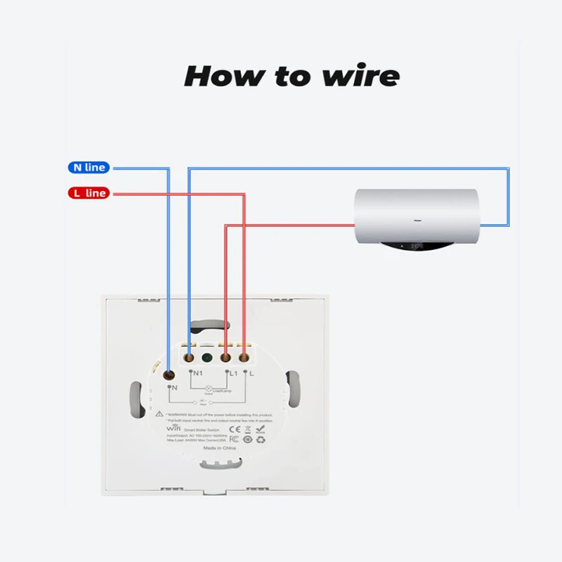 Tuya-interruptor inteligente wi-fi, 20a, controle remoto, interruptor de água touch, aquecedor de parede, controle por voz, app, smart life, alexa, google home