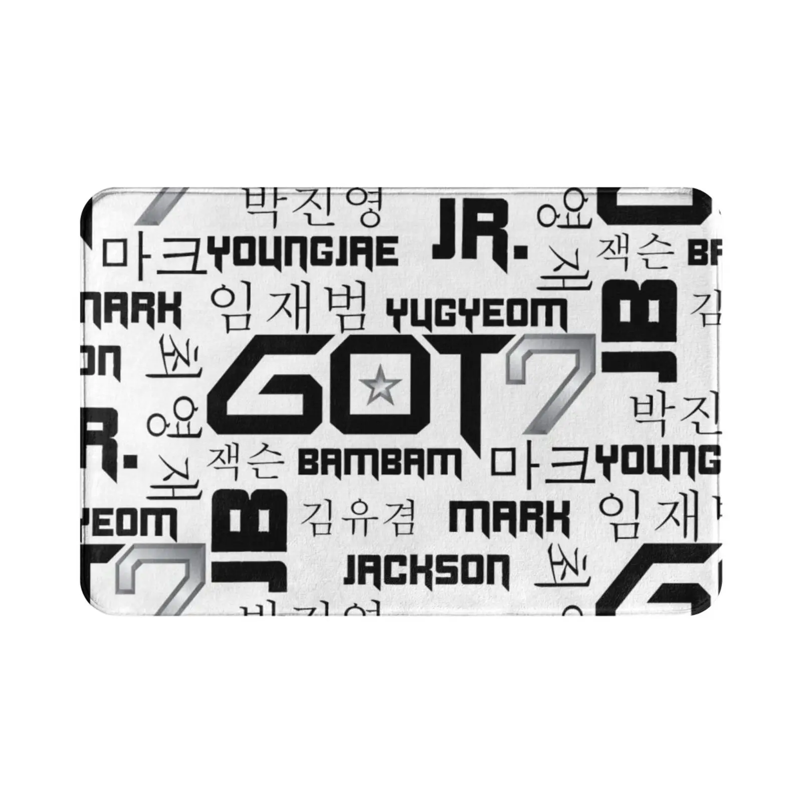 Got7 Carpet Mat Rug Cushion Soft Got7 Kpop Korean Pop Bambam Jackson Jr Mark Youngjae Yugyeom Jb Black White Got