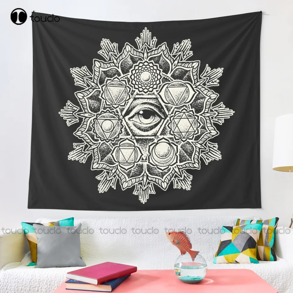 Anahata Seven Chakra Flower Mandala Tapestry Horror Tapestry Tapestry Wall Hanging For Living Room Bedroom Dorm Room Home Decor