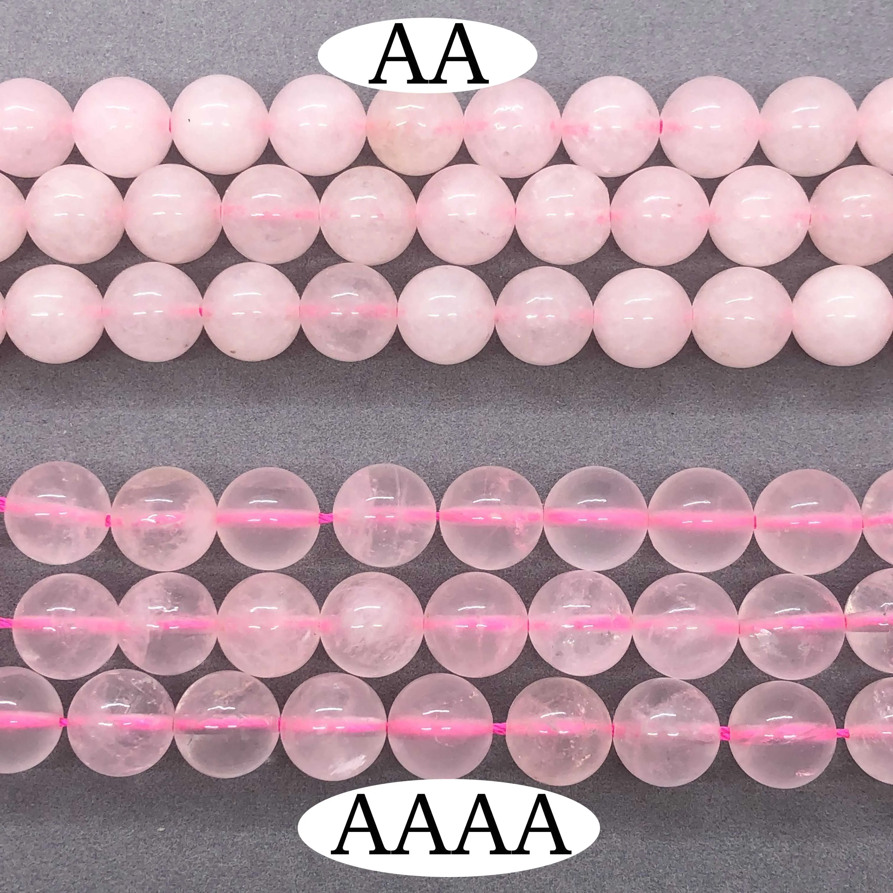 Pink Powder Rose Quartz Crystal Beads 4-12mm Round Natural Loose Stone Bead Diy for Bracelet