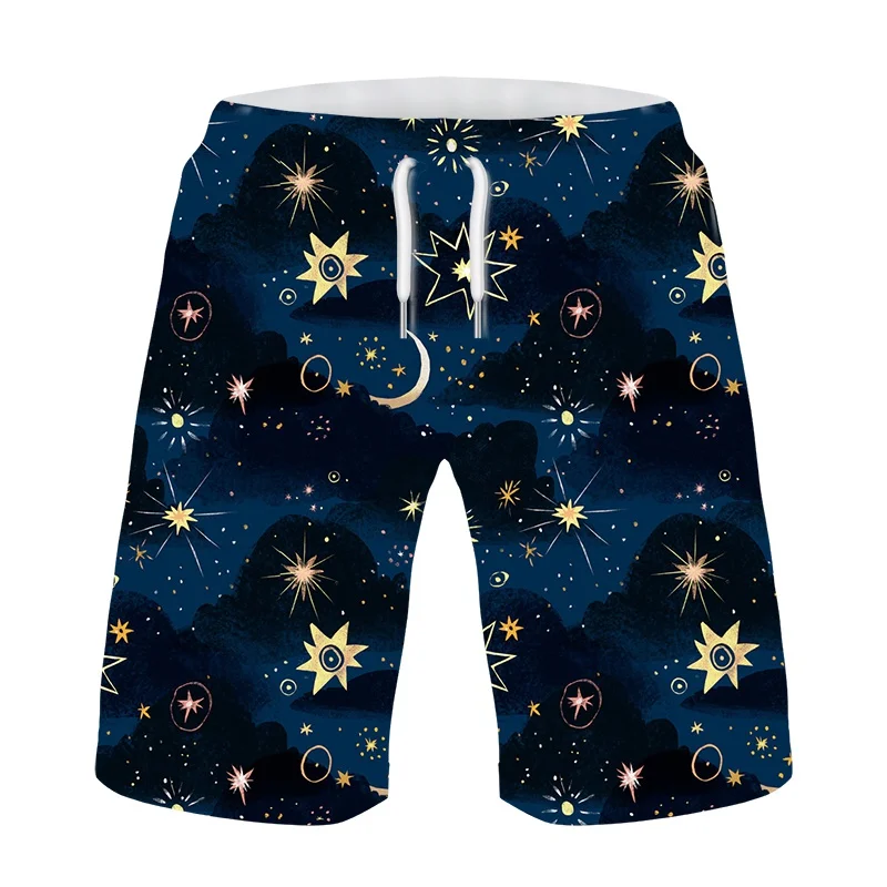 

Jumeast мужские женские 3D Звездное небо Звезды Луна большие уличные шорты модные летние пляжные повседневные спортивные брюки короткие брюки
