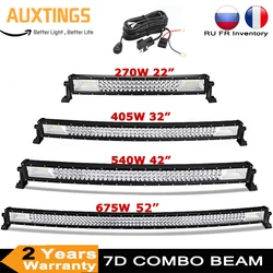 22 32 42 52 Inch 270W 405W 7d Off Road Led Light Bar Curved LED Driving Lights 4x4 Offroad Truck SUV ATV Tractor Boat 12v 24v