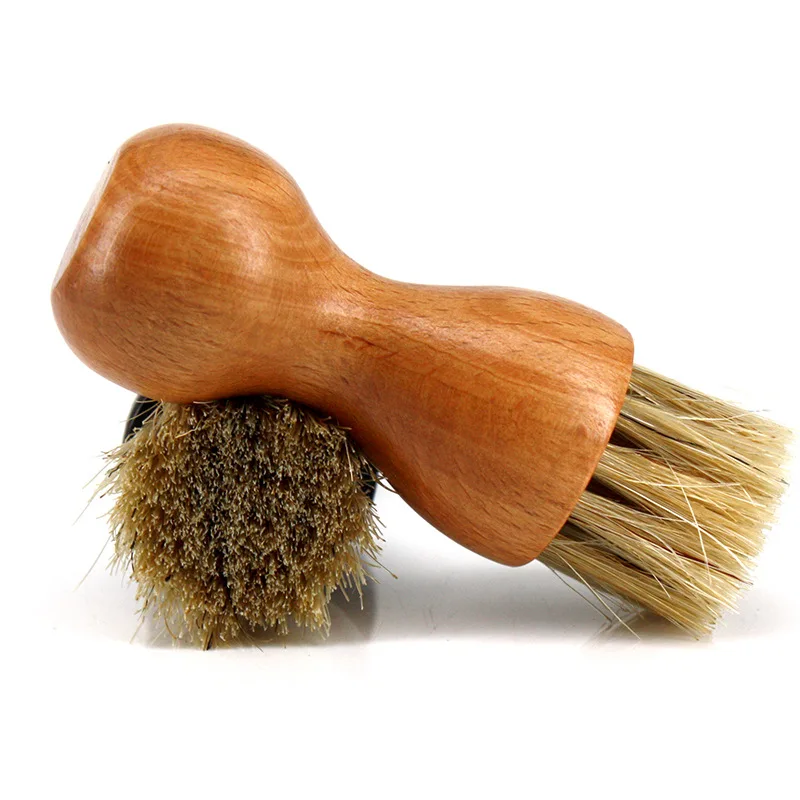 Pig Hair Handle Shoe Brush Ellipse Mini Oil Gourd