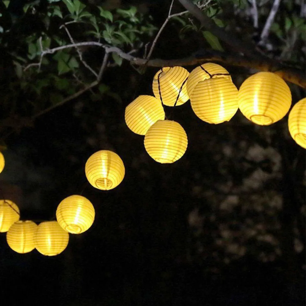 10/20/30 LED linterna Solar cadena de luces al aire libre impermeable guirnalda de Navidad luces de hadas Patio jardín fiesta decoración de boda