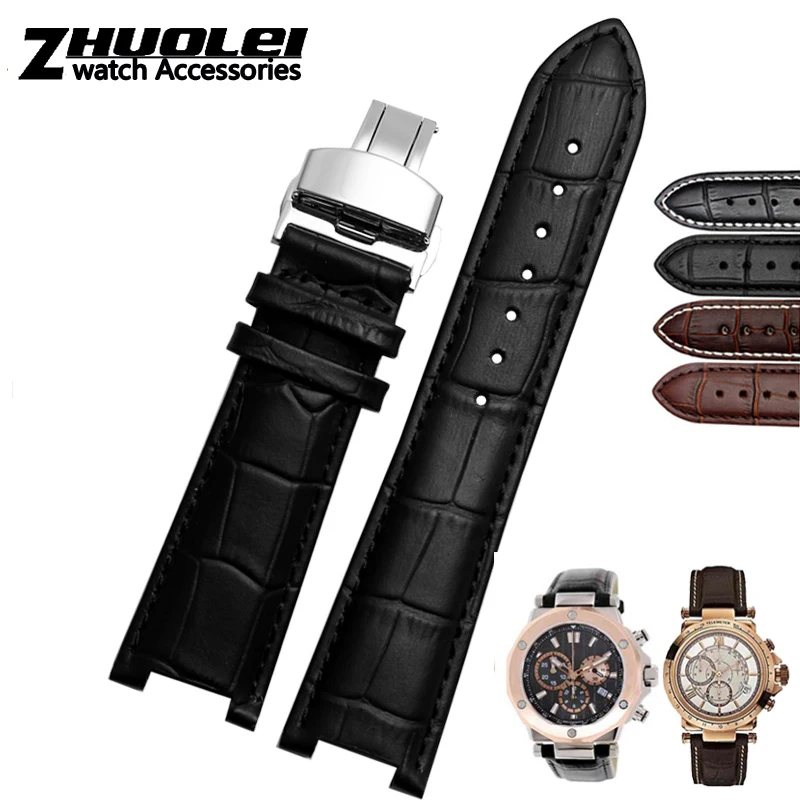 genuine leather watchband for GC wristband 22*13mm 20*11mm Notched strap withstainless steel  butterfly buckle