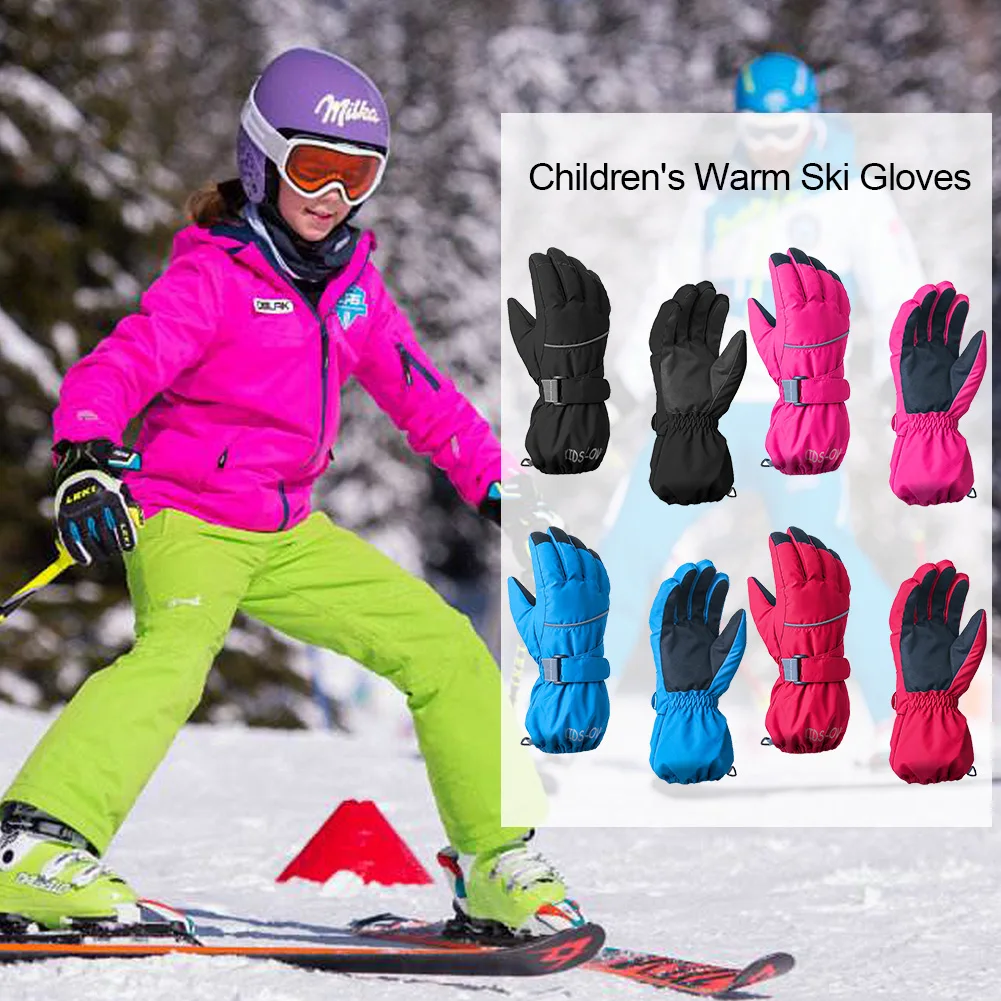 Winter Gloves Kids Boys Girls Childern Waterproof Windproof Mittens Cycling Bicycle Bike Outdoor Camping Sports Ski Warm Gloves