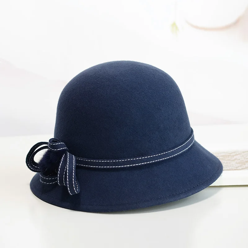 H286 Fall Winter Fedoras Hat Ladies Fashion British Retro Vintage Cap Women Solid Color Top Grade High Quality Wool Felt Hats