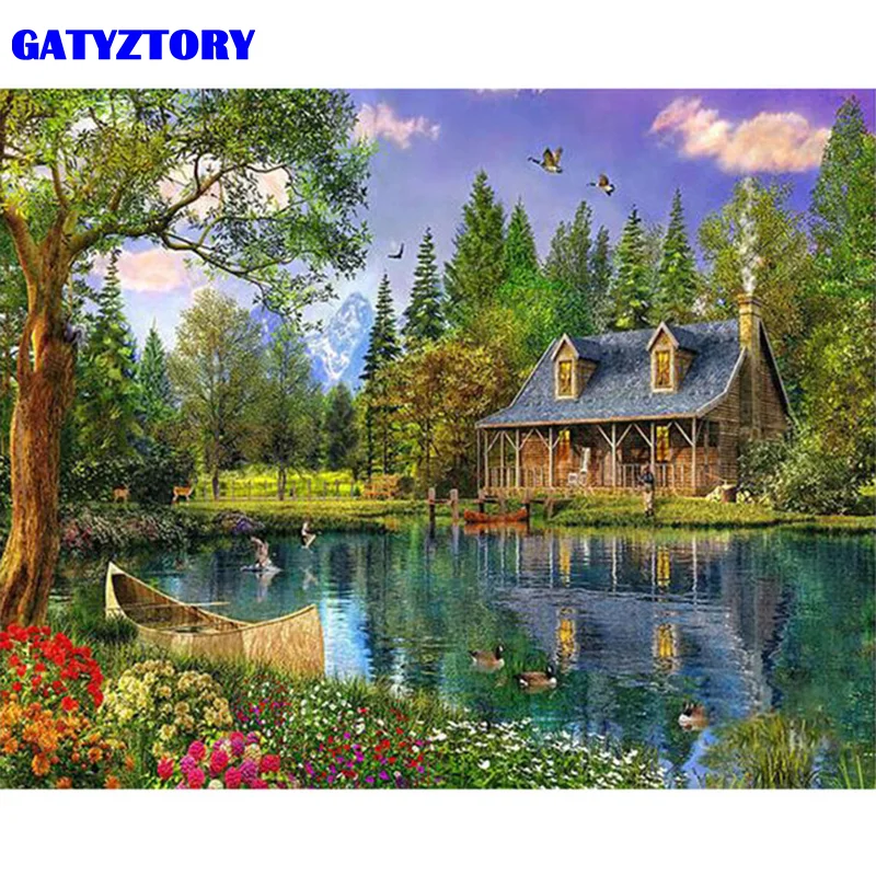 

GATYZTORY Frame Resorts DIY Painting By Number Landscape Modern Home Wall Art Canvas Painting Unique Gift For Home Decor 40x50cm