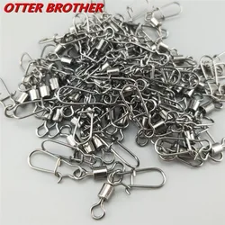 100PCS Pike Fishing Accessories Connector Pin Bearing Rolling Swivel Stainless Steel Snap Fishhook Lure Swivels Pesca Tackle