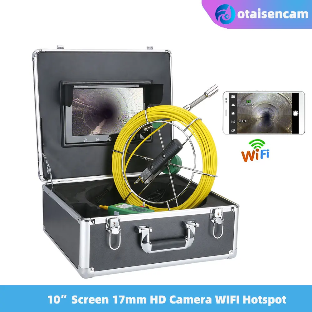 

Drain Sewer Pipeline Industrial Endoscope With 10 Inch Screen 17mm HD Camera WIFI Hotspot 20M/30M/50M Cable