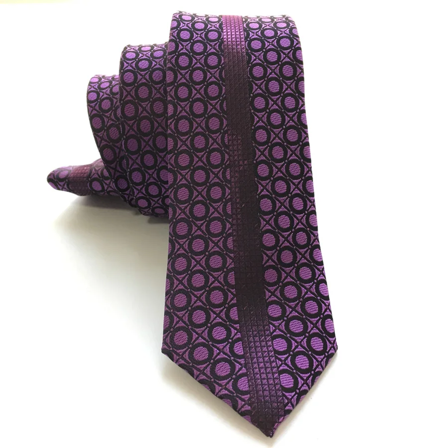 Men's Ties Jacquard Woven Neck Tie Designer Panel Neckties Purple Geometric Pattern Cravat