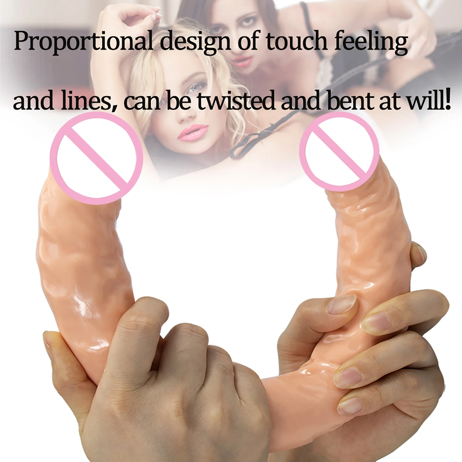 Overlength Double Dildos Soft Double-End Penis Realistic Dual Phallus Double Penetration Dick Stimulate Vagina and Anus Sex Toys