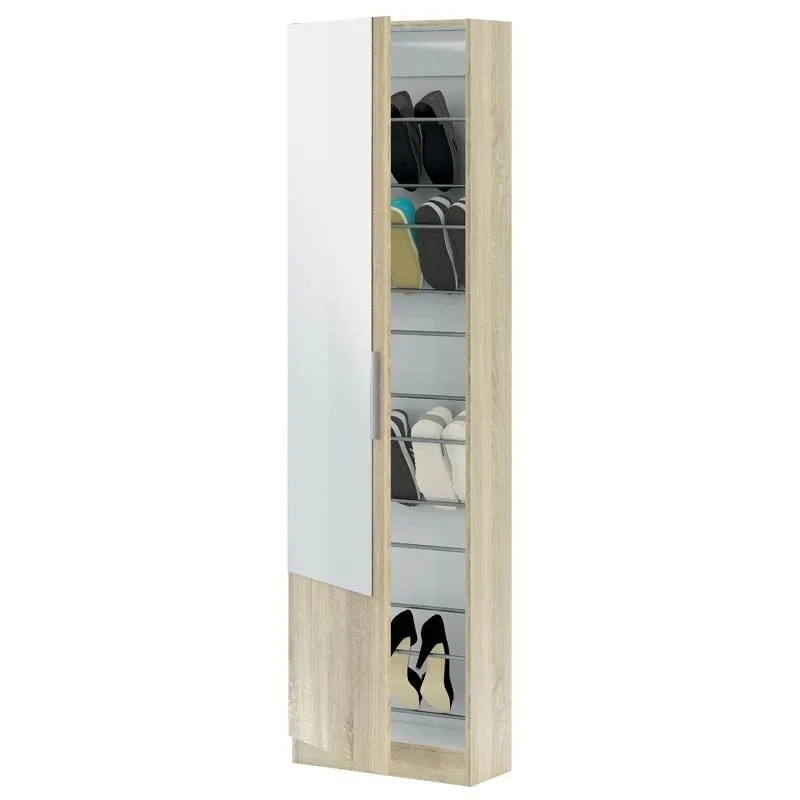 Rock shoe cabinet with mirror, Canadian Oak, measures: 180 cm (height) x 50 cm (width) x 22 cm (background)