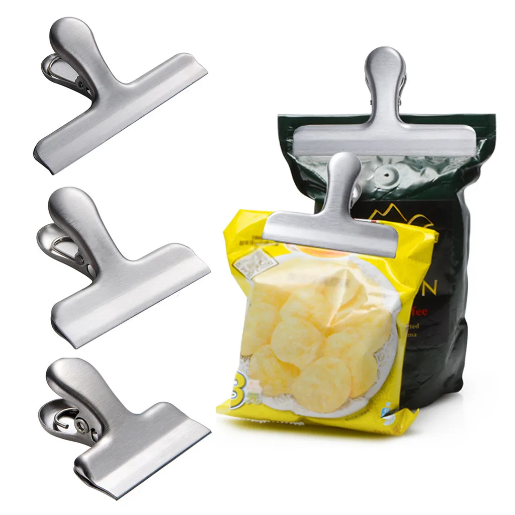 New Heat Sell Food Storage Stainless Steel Chip Bag Clips 2/3/4 inch width Durable kitchen food clip