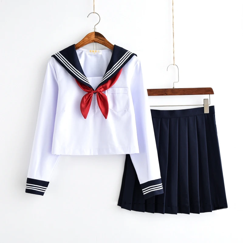 Wit Schoolmeisje Uniform Japanse Klasse Navy Sailor School Uniformen Studenten Kleding Voor Meisjes Anime Cos Sailor Jk Marine Pak