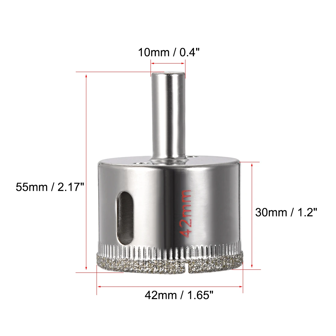 Uxcell-broca de sierra de agujero de grano de diamante, 2 piezas, 42mm, para vidrio, cerámica, porcelana, azulejo de cerámica