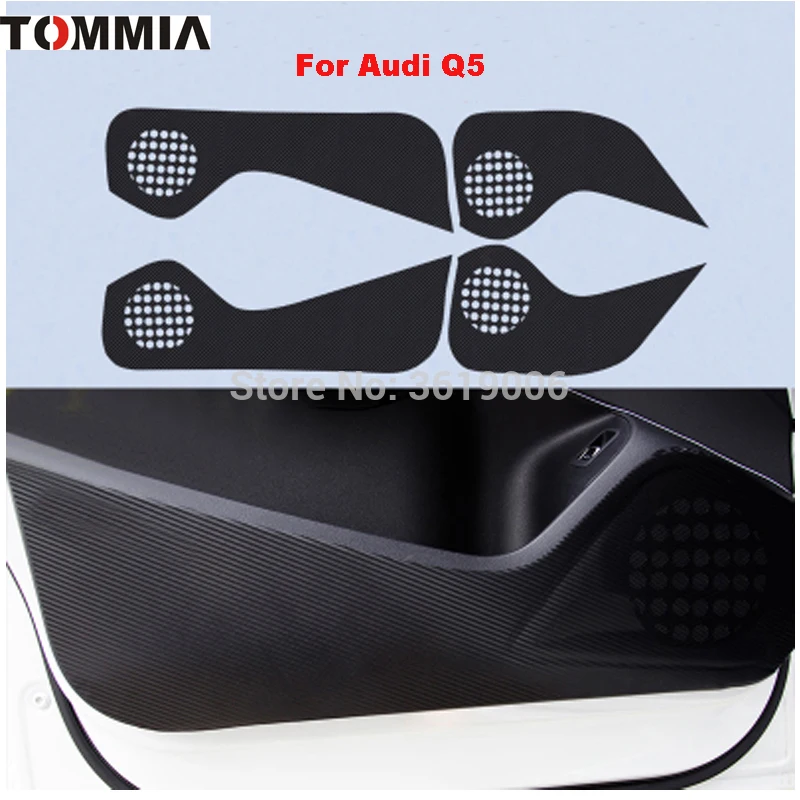 TOMMIA For Audi Q5 Car Inside Door Cover Scratch Protection Anti Kick Pads Carbon Fiber Stickers 4pcs