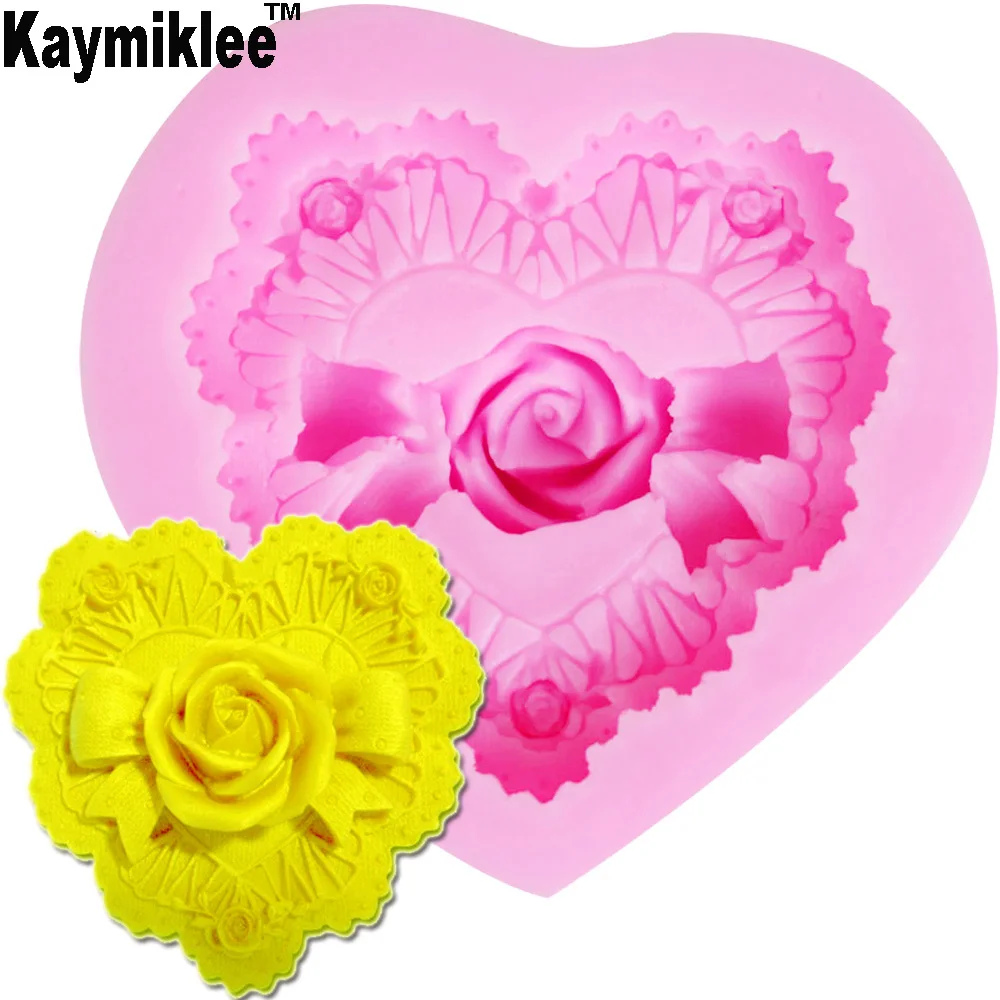 3D формочки для свечей M381 в виде любовных роз, сердца, форма для мыла, кухонная силиконовая форма для выпечки, домашнее украшение, 3D глина «сделай сам», восковое изготовление