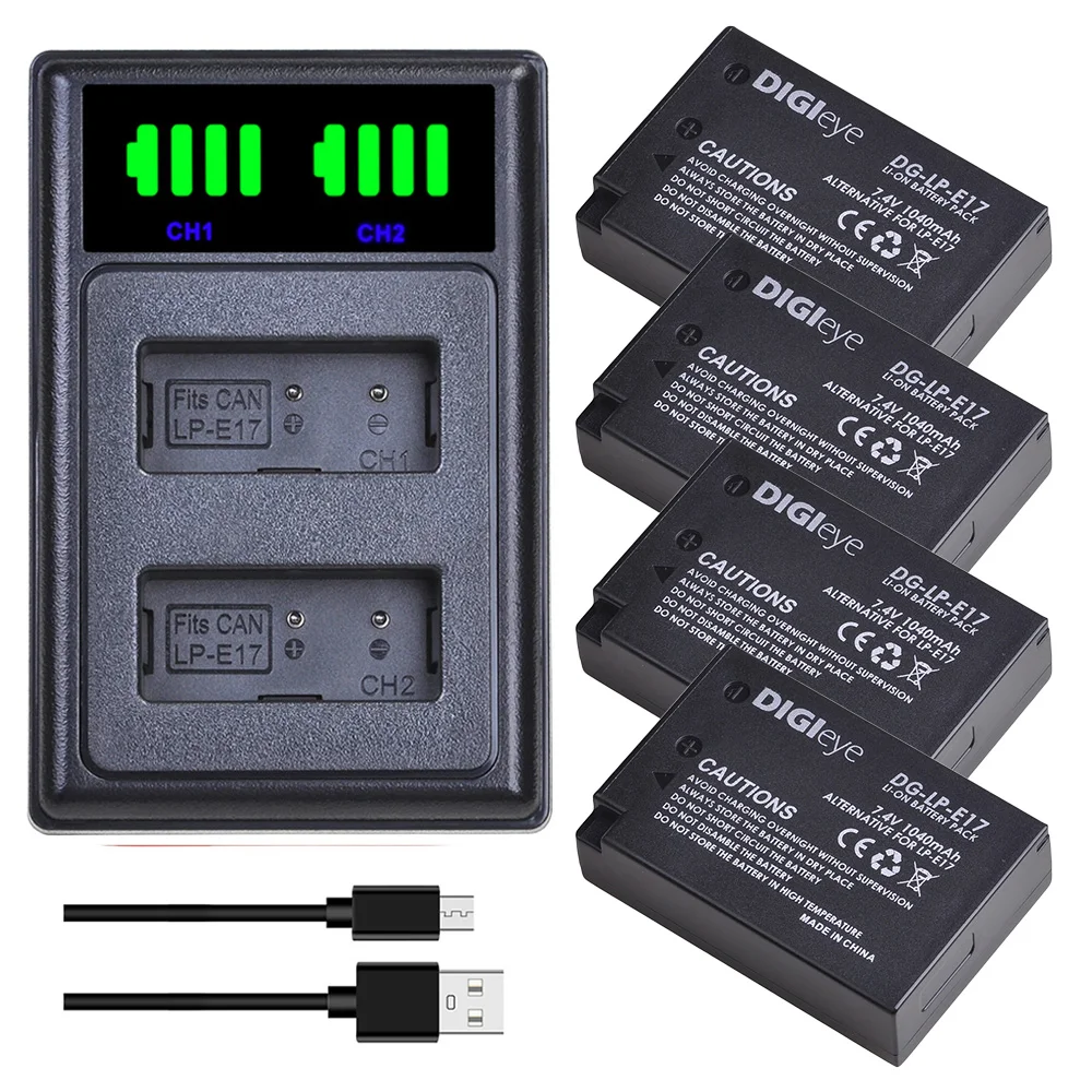 

DIGIEYE LP-E17 LPE17 Camera Battery OR LED Dual Charger for Canon EOS Rebel T7i, T6i, T6s, SL2,EOS M6, M5, M3, 77D, KISS X8i