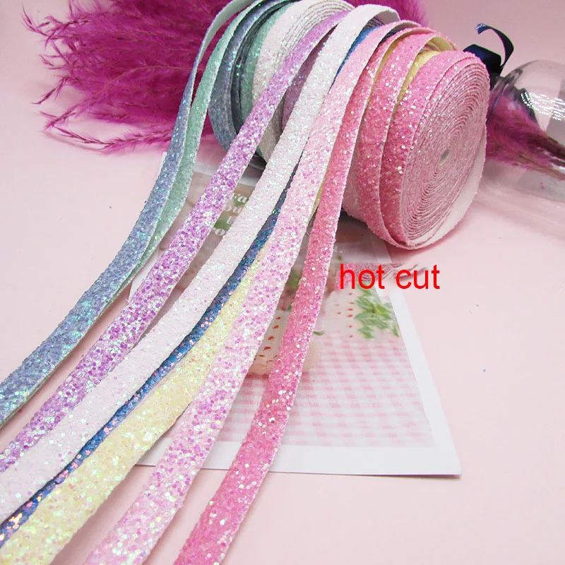 5yards/lot 1cm glitter Edge-wrapping strips for diy hair clip cover, folding trim accessories