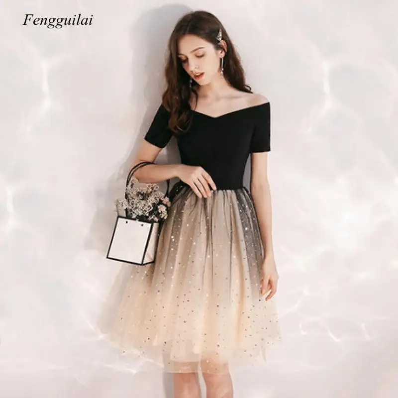 2021 French Party Club Cute Sweet Star Pattern Print Gradient Shinny Short Style Fashion Elegant Dress