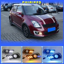 2PCS LED Daytime Running Light Turn Yellow Signal Relay Waterproof Car 12V LED DRL For Suzuki Swift 2013-2016