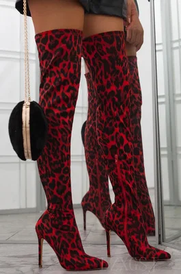 2021 tacchi alti stivali sopra il ginocchio donna Sexy Leopard Stretch coscia alta donna autunno inverno stivali lunghi scarpe Cuissardes