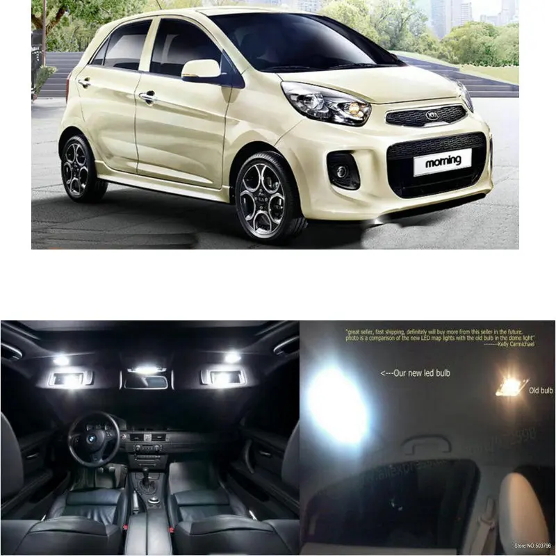 LED Interior Car Lights For kia general morning 2014 room dome map reading foot door lamp error free 4pc