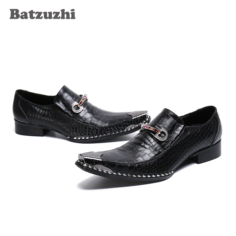 

Batzuzhi Fashion Iron Toe Black Leather Dress Shoes Men Italian Type Men Shoes Chaussures Hommes Party and Wedding Shoes Male!