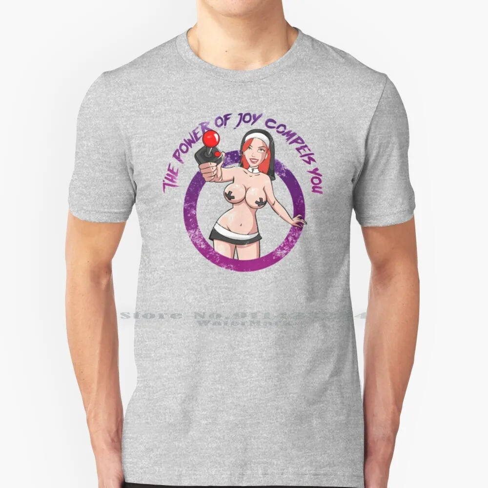 Topless Gamer Girl Nun Is Ready To Play With Her Joystick T Shirt Cotton 6XL Anime Redhead Red Head Video Games Gamer Girl Girl