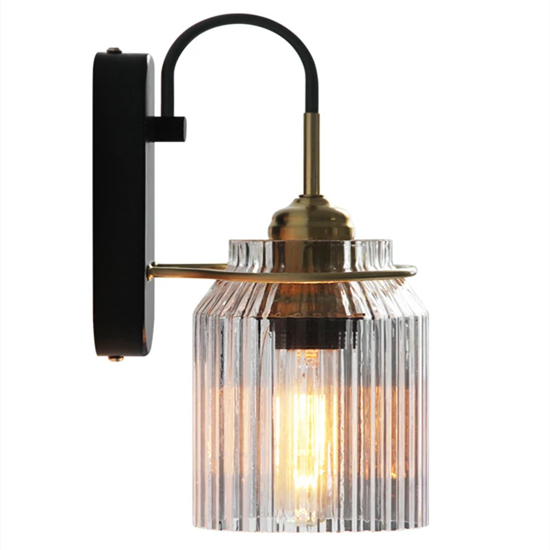 Retro Industrial Style Bedside Wall Lamp Nordic Nostalgia Bar Aisle Corridor Mirror Front Iron Glass Edison Wall Sconce Fixtures