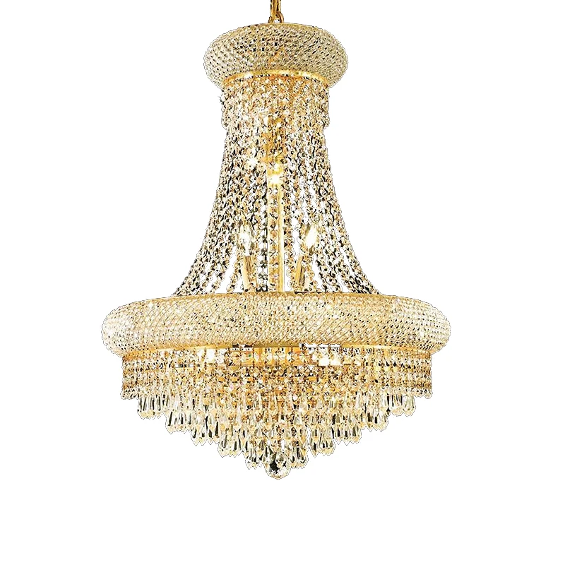 Large Foyer Gold Crystal Chandelier for living room Luxury Home Decor Cristal Lustre Staircase Ceiling light Big hanging lamp