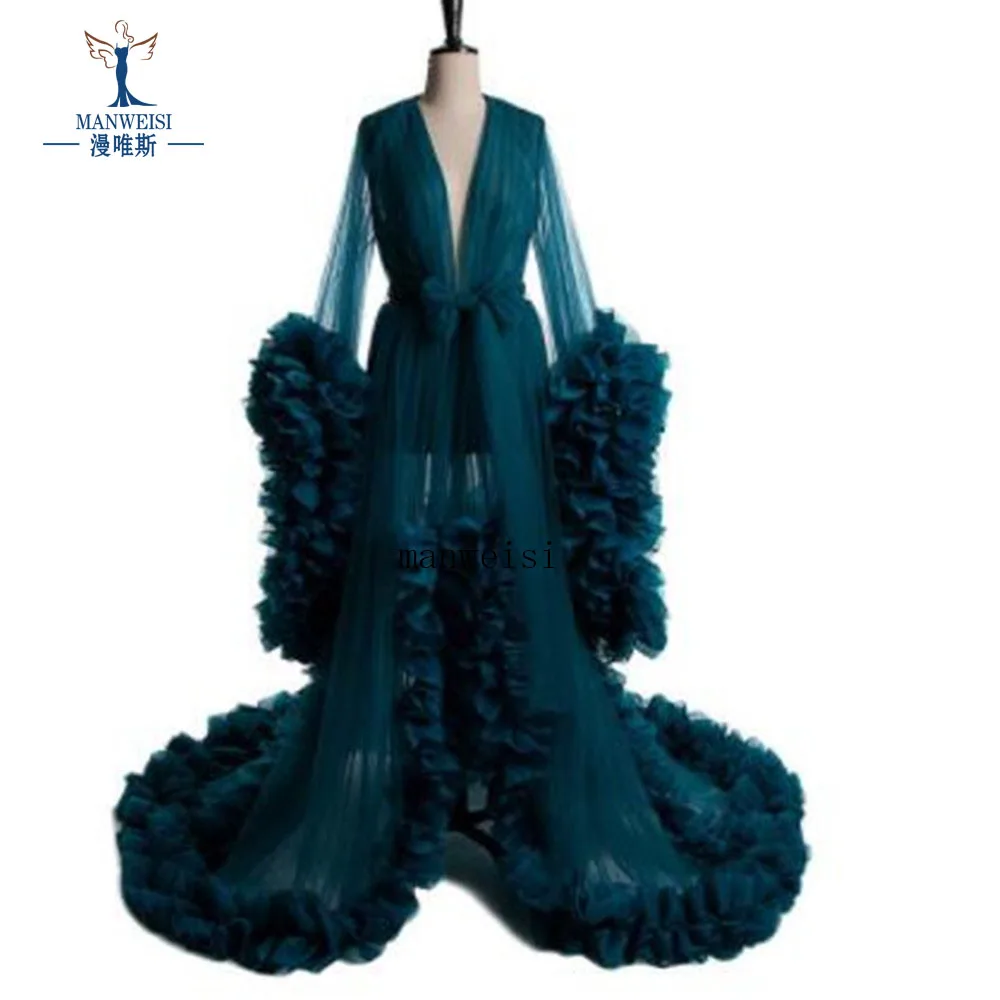 Robes de chambre longues en tulle pour femmes, vêtements de nuit moelleux, robe sur mesure, séance photo, fête d'anniversaire, patients sexy, 2021