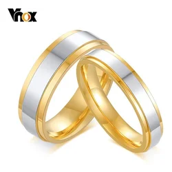 Vnox Gold Color Wedding Bands Ring for Women Man Stainless Steel Forever Lover Gifts Ring anillo