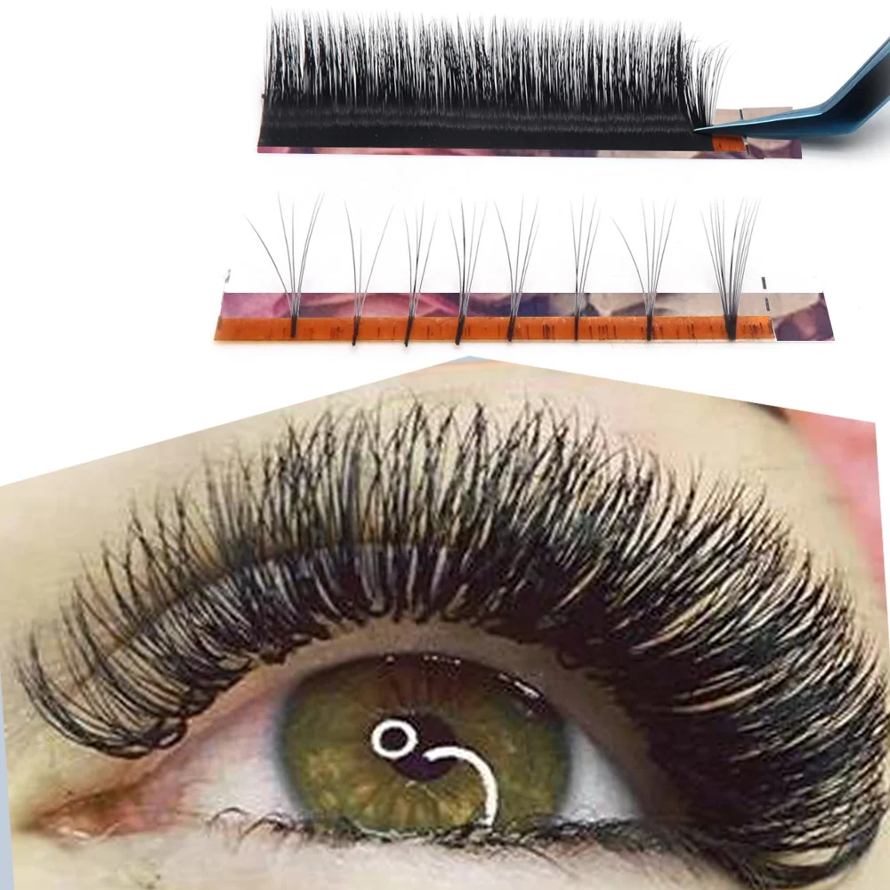 10cases/lot MASSCAKU 100% handmade fluffy silk mink lash 8-20mm & mix self-making fans volume soft lashes eyelash for makeup