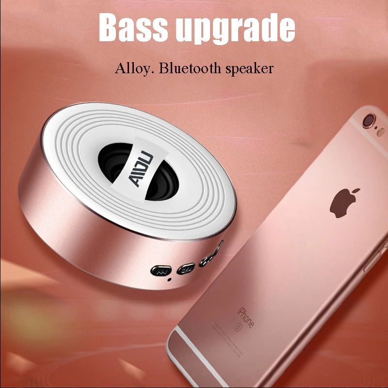 KLW wireless bluetooth metal mini portable subwoof sound speaker  with Mic TF card FM radio AUX MP3 music play loudspeaker