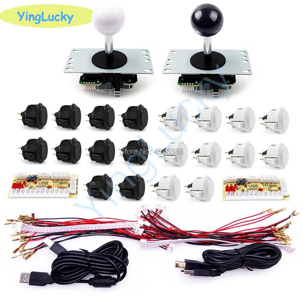 arcade joystick kit with zero delay USB encoder  copy sanwa 8yt joystick  obsf-30 button for Raspberry Pi