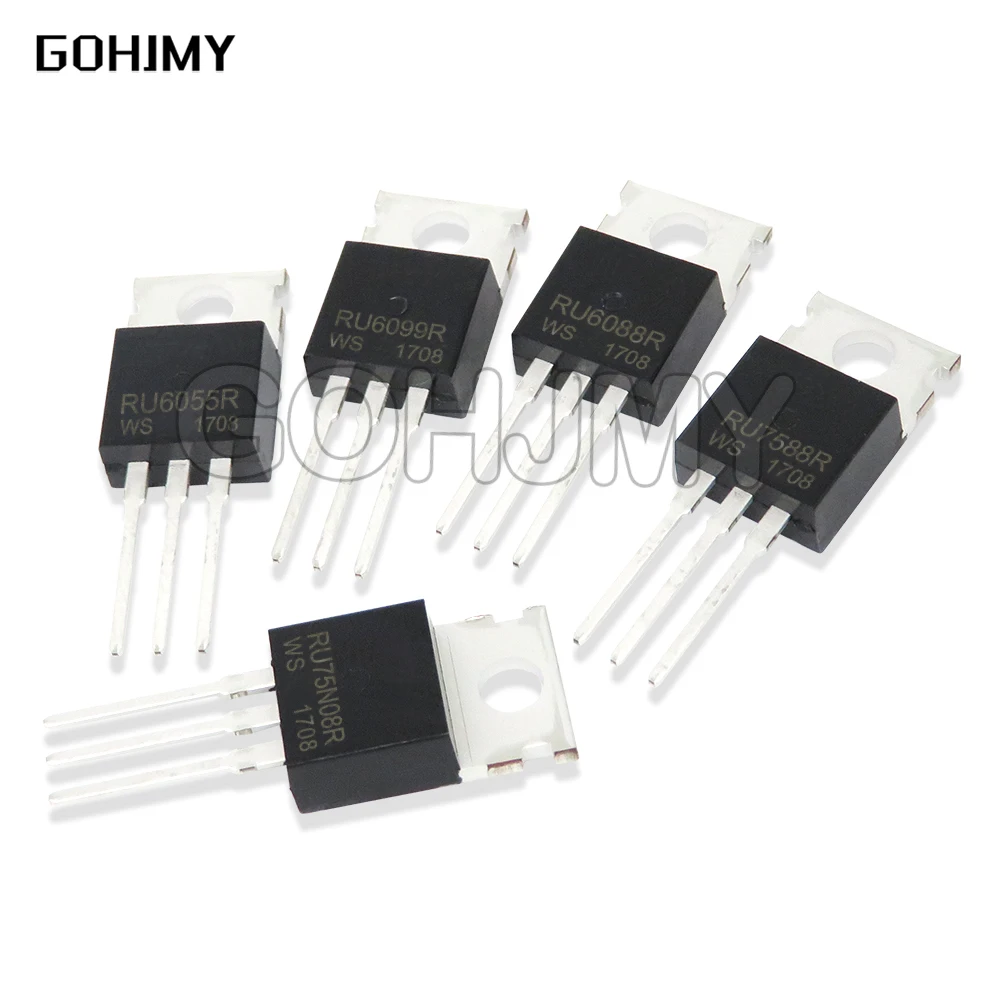 10pcs RU6888R TO220 RU6888 PARA-220 RU6888R3 RU6099R RU6099 RU6055R RU6055 RU7588R RU7588 RU75N08R RU75N08 RU190N08R RU7088R